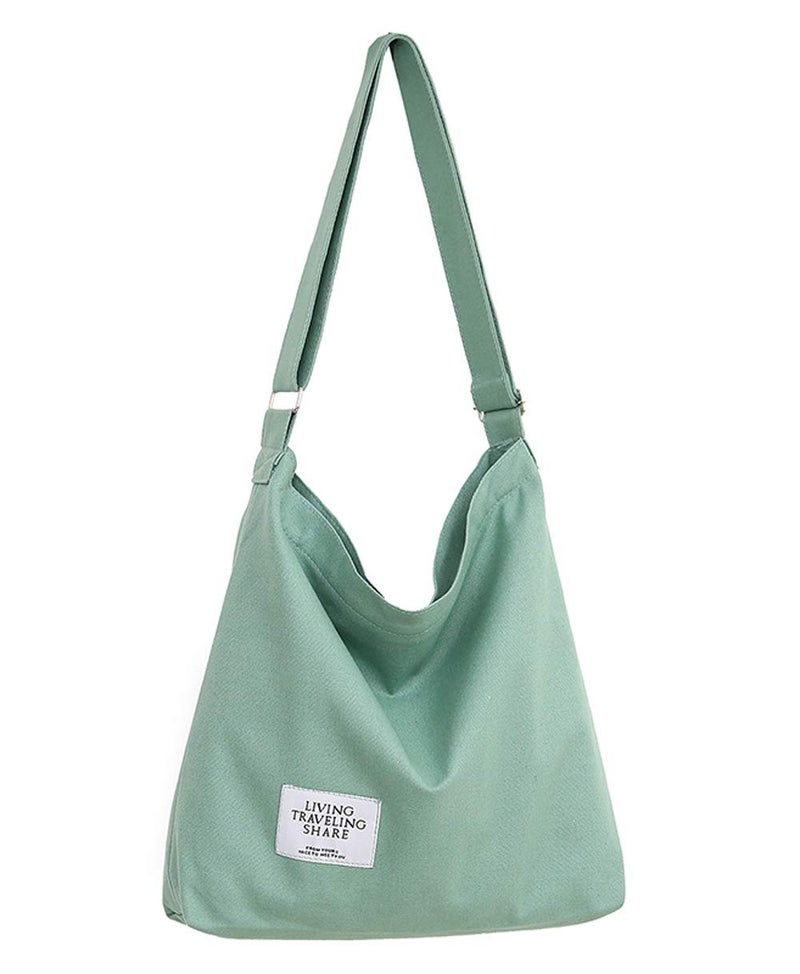 Covelin Women's Retro Large Size Canvas Shoulder Bag Hobo Crossbody Handbag Casual Tote Dark Sea Green - Image 1